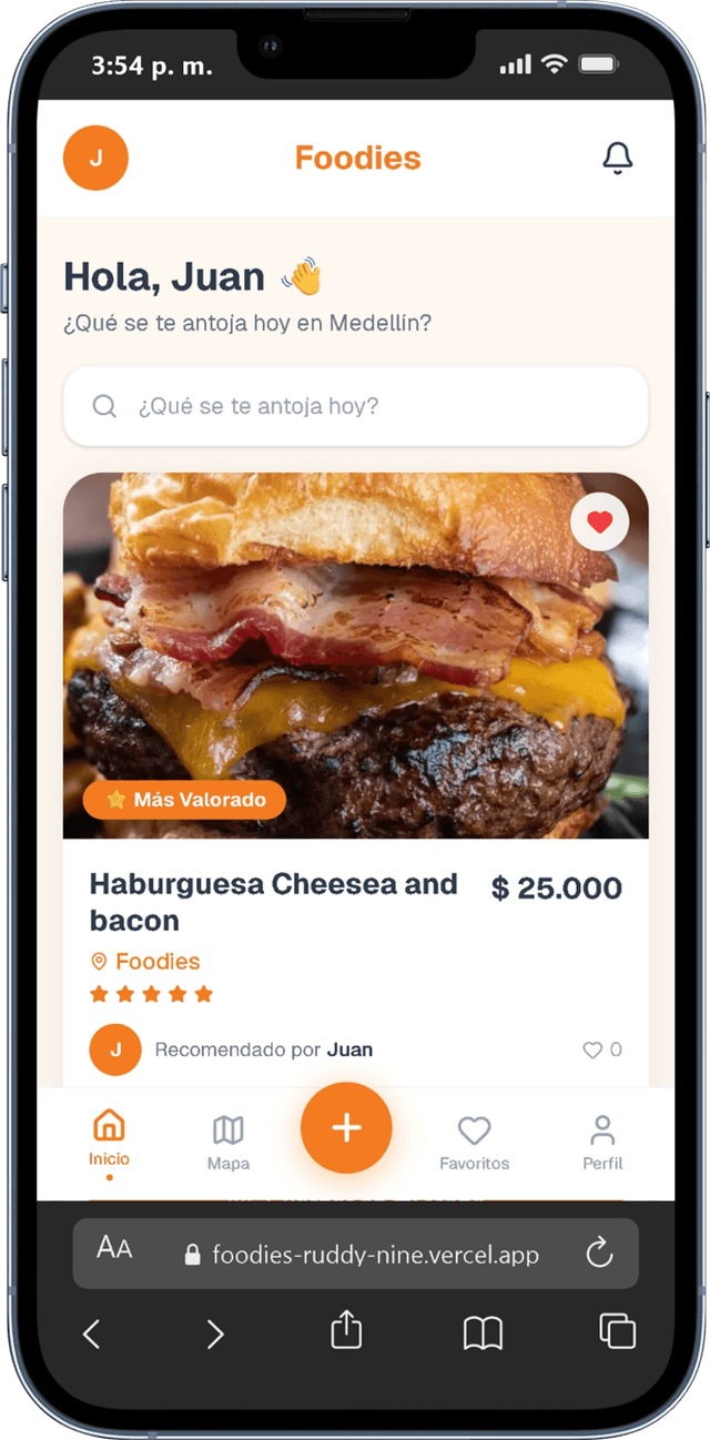 Foodies app — feed
